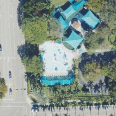 Aerial view of Founders Park SplashPad