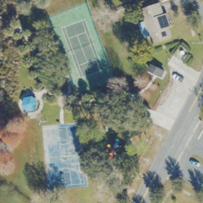 Aerial view of Lake Hodge Park