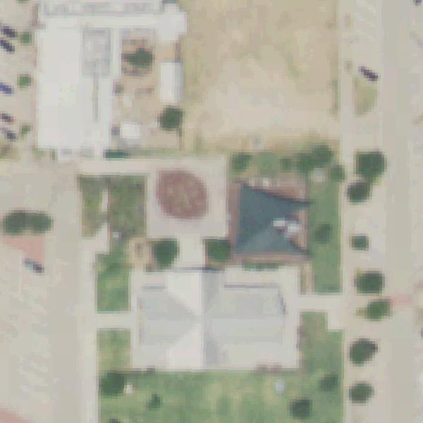Aerial view of Main Street Interactive Fountain & Playground