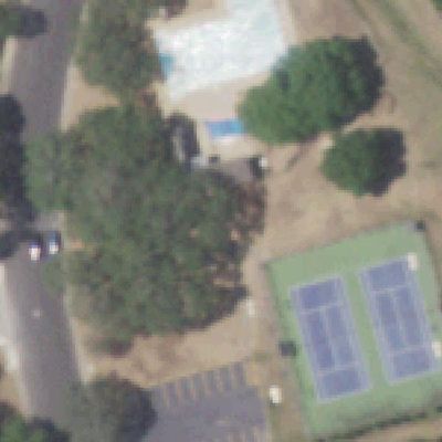 Aerial photo of Oak Meadow Playground & Tennis Courts and pool