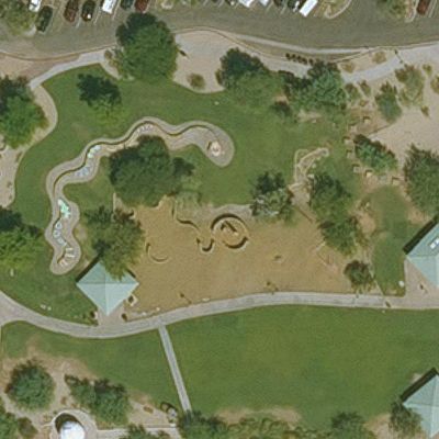 Aerial view of Playground at Riparian Preserve