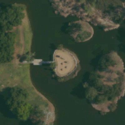 Aerial view of Playground Island