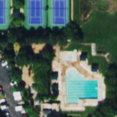 Aerial photo of Preserve Pool, Tennis Courts, and Playground