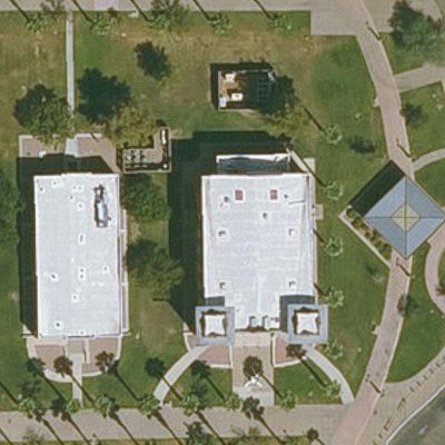 Aerial view of Steele Indian School memorial hall