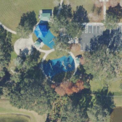 Aerial view of Tildenville Park playground