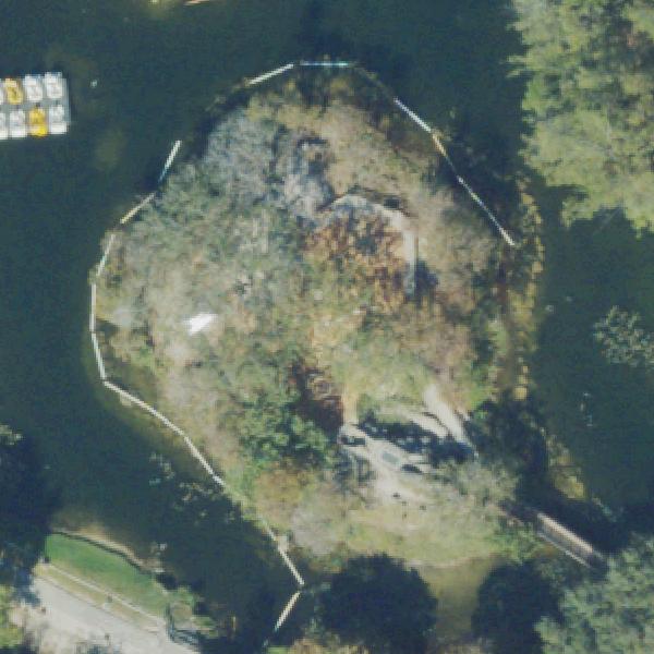 Aerial view of Tom Sawyer's Play Island