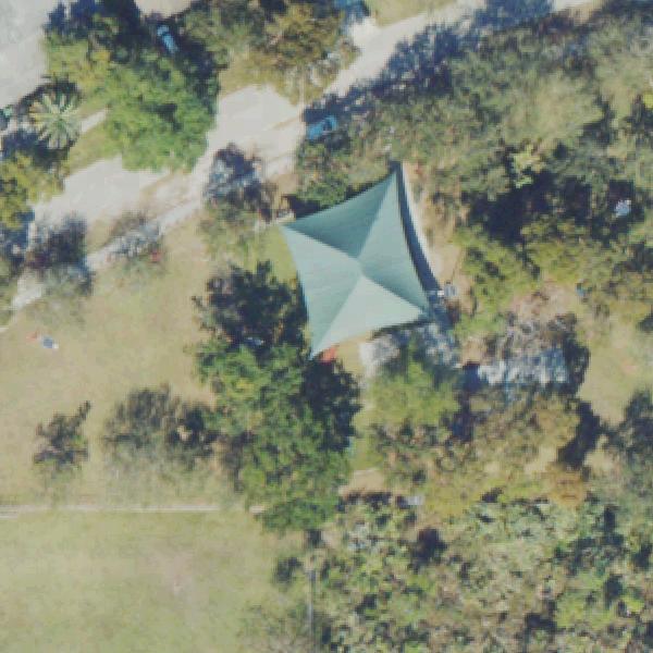 Aerial view of whispering lakes park