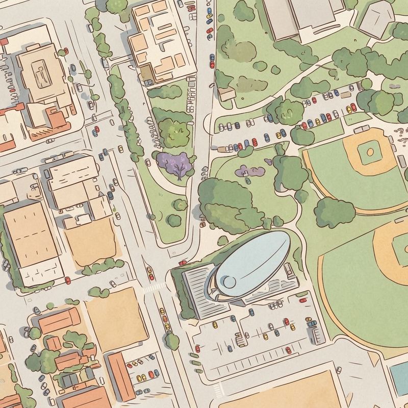 Illustrated map of A Avenue Parking Lot