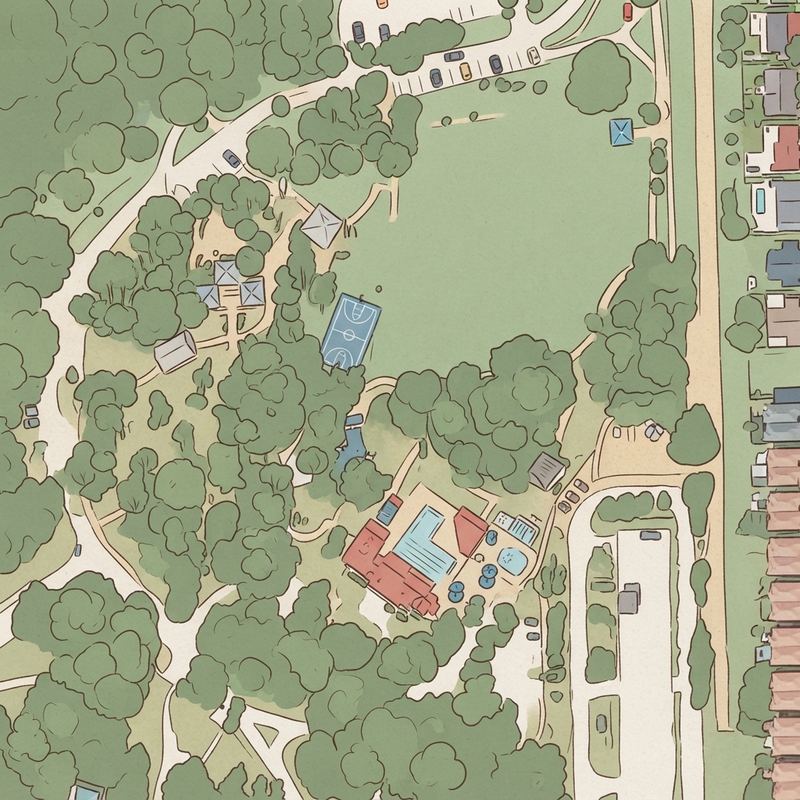 Illustrated map of A.D. (Doug) Barnes Park