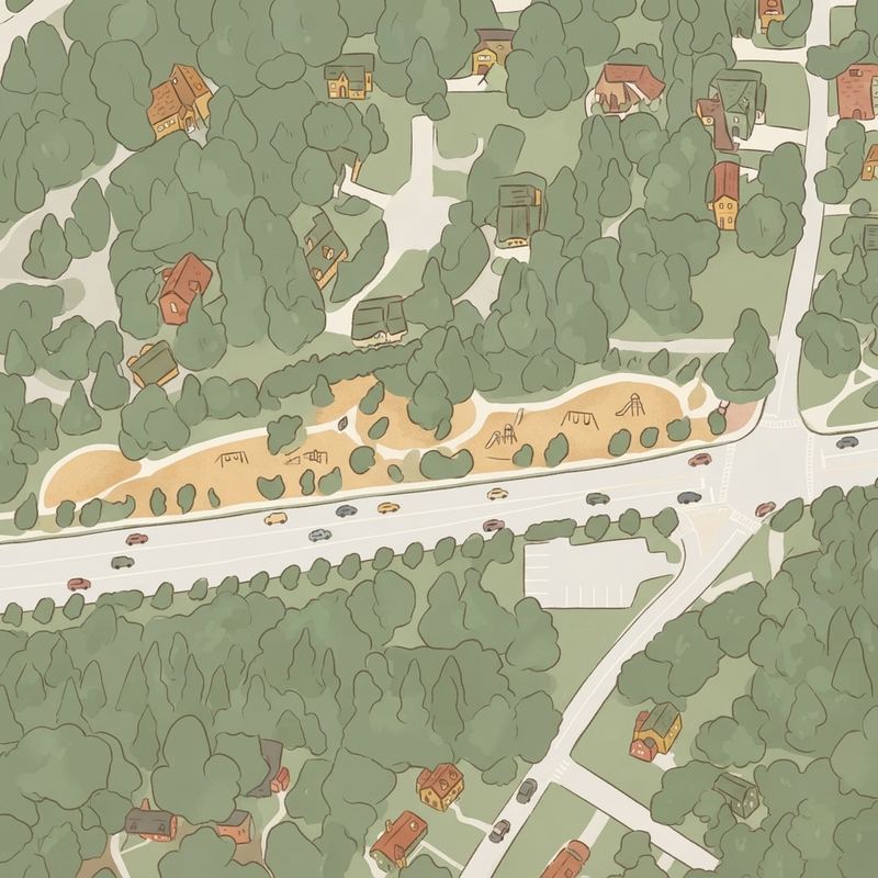 Illustrated map of Abernathy Greenway Park North