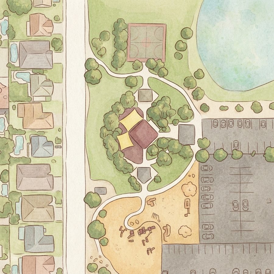 Illustrated map of Acacia Demonstration Gardens