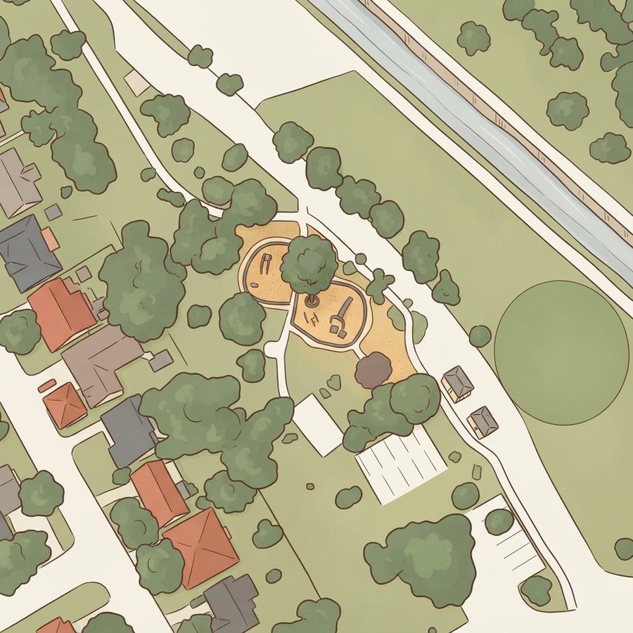 Illustrated map of Acorn playground