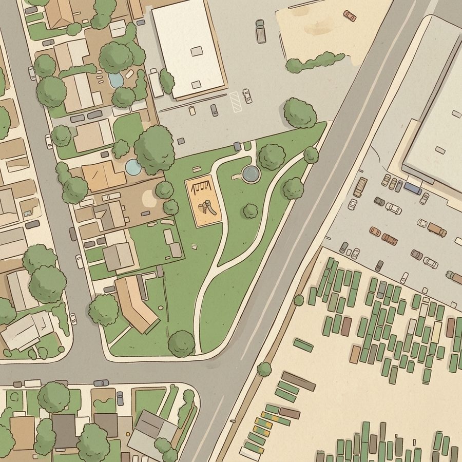 Illustrated map of Adams Heights Park