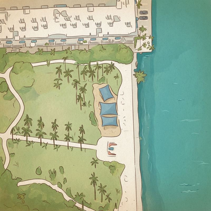 Illustrated map of Albert Pallot Park