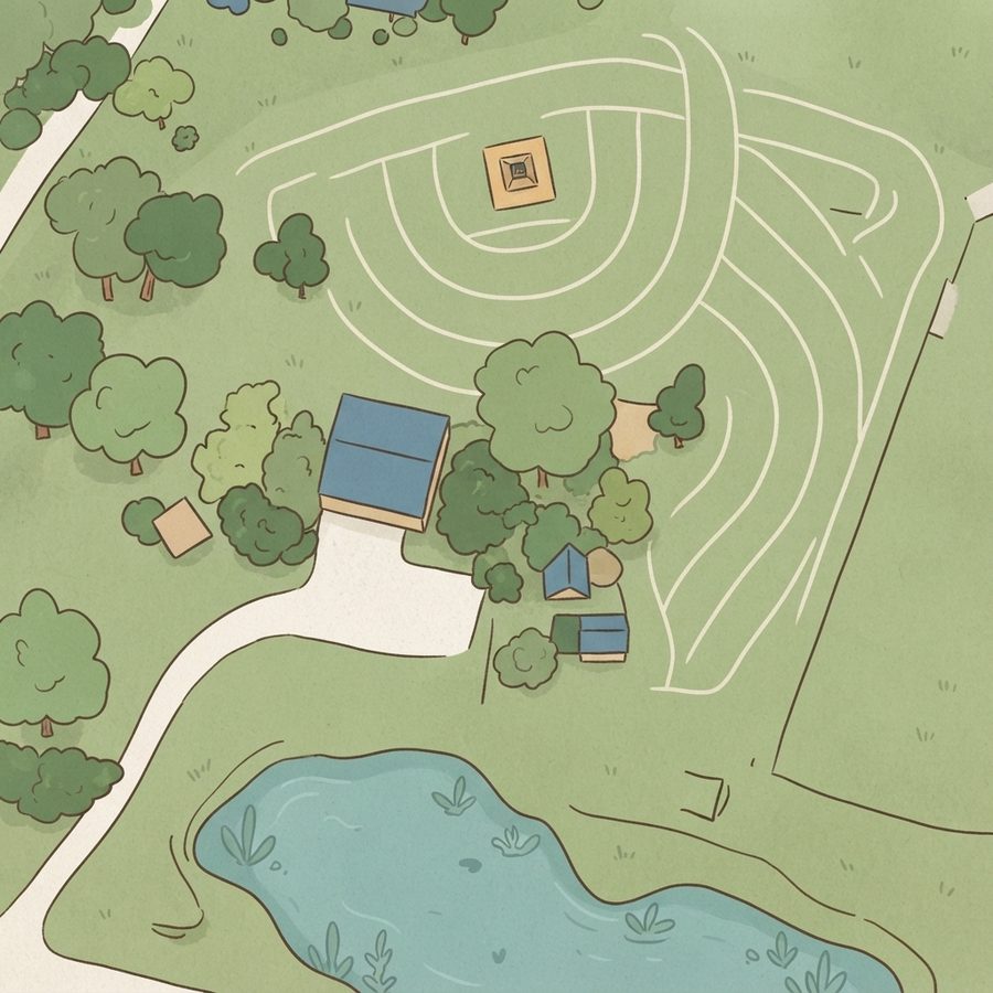 Illustrated map of Alexander Deussen Park Fishing Pond Playground
