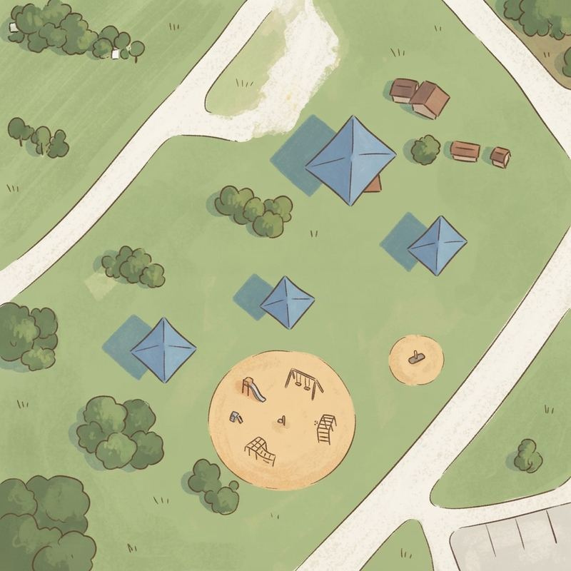 Illustrated map of Alexander Deussen Park South Playground