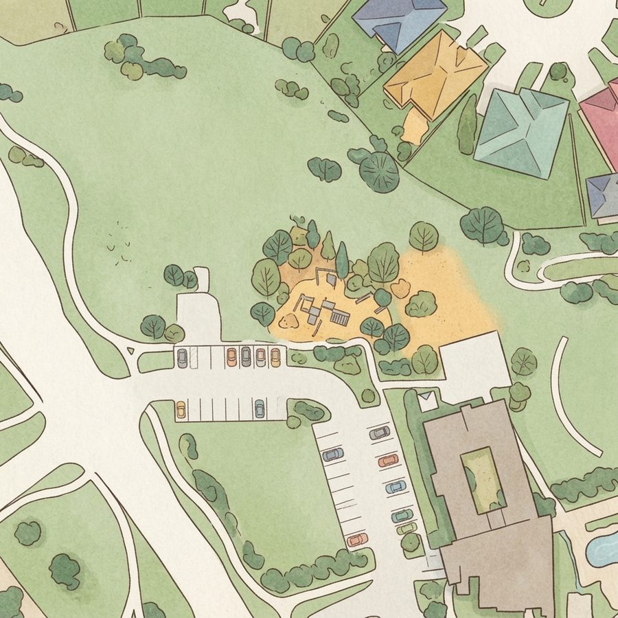 Illustrated map of Aliana Splashpad and playground