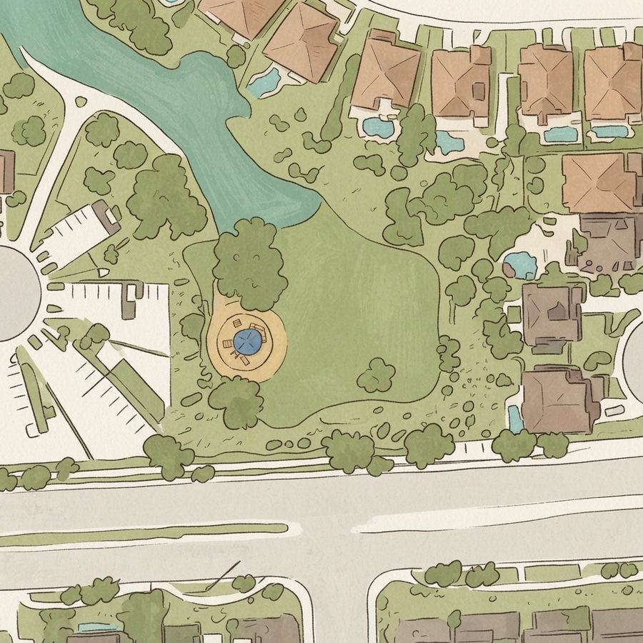 Illustrated map of Aliante community back park