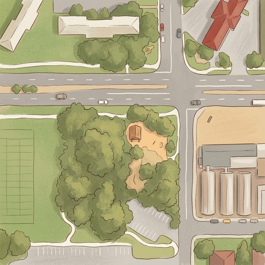 Illustrated map of Allen House and Allen House Pavilion