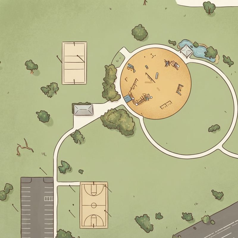 Illustrated map of Alta Mesa Park Horseshoes Court