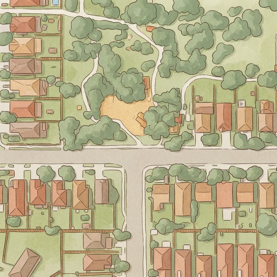 Illustrated map of Amber Creek Community Park
