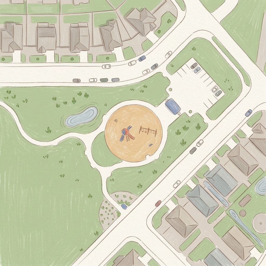 Illustrated map of Amber Creek Park