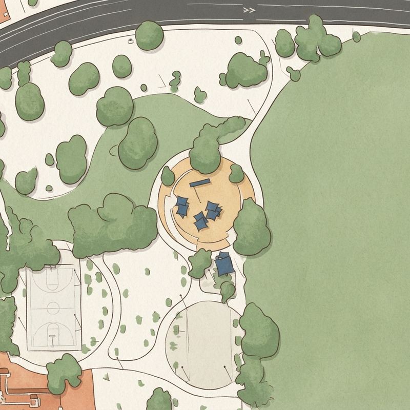 Illustrated map of Amberwood Park