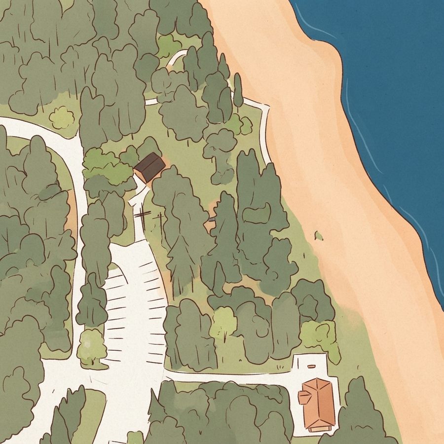 Illustrated map of Anderson Beach