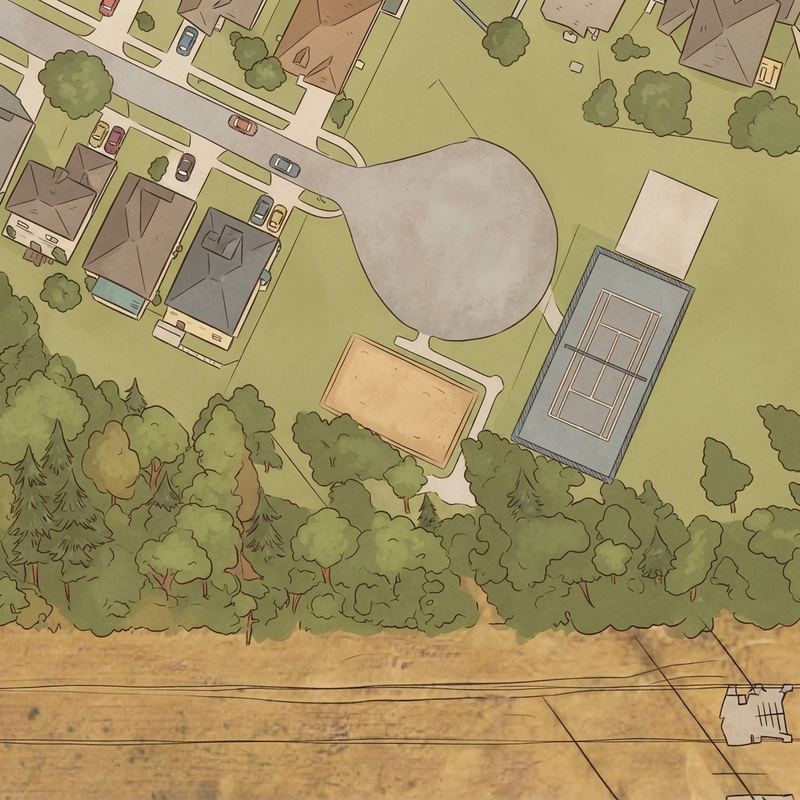Illustrated map of Andover Lakes Playground