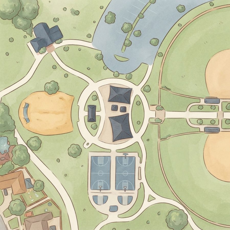 Illustrated map of Andrew Brown Park West