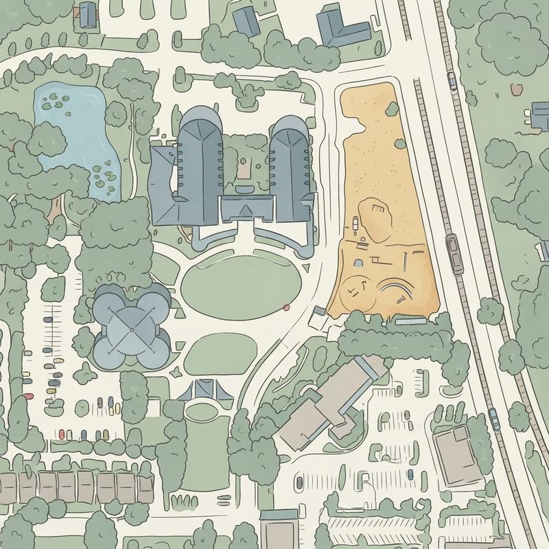 Illustrated map of Arboretum and Pond