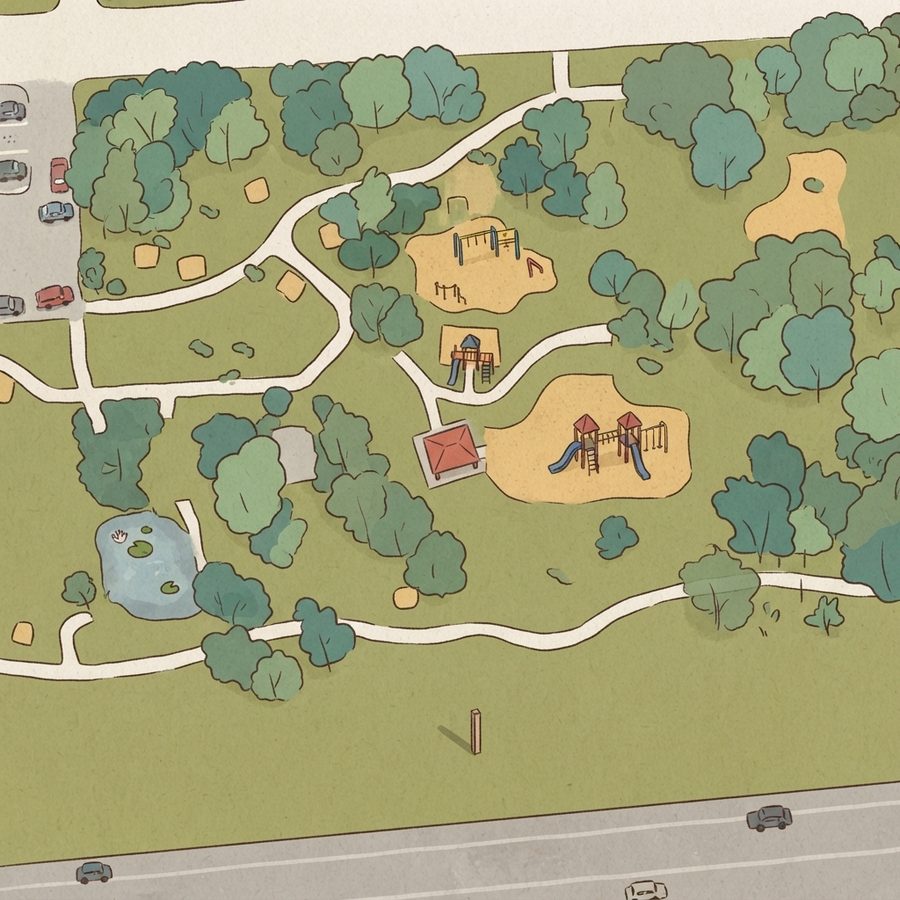Illustrated map of Archbishop Joseph A. Fiorenza Park East