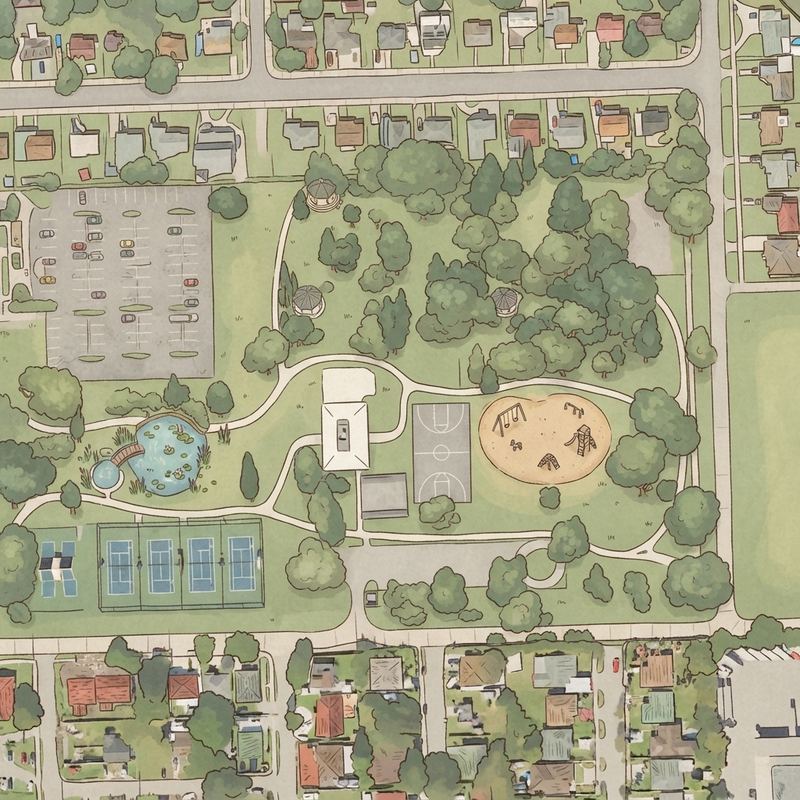 Illustrated map of Arcola Lakes Park