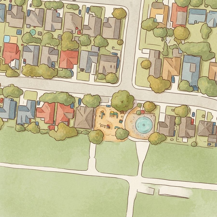 Illustrated map of Arroyo Vista Park