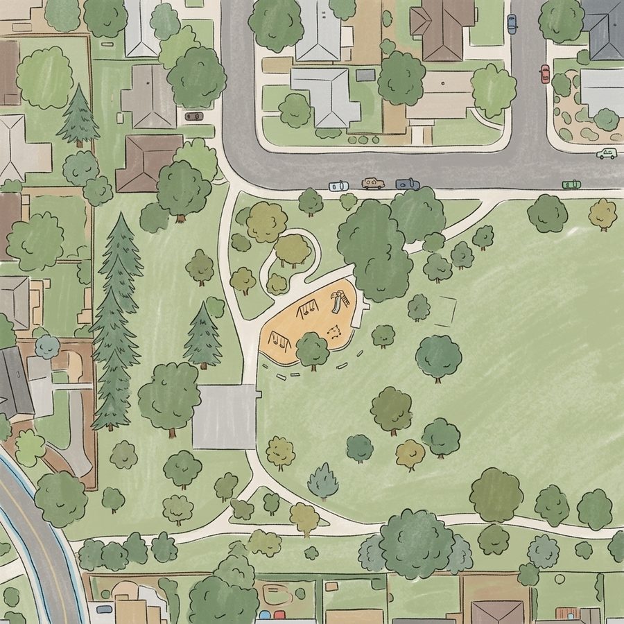 Illustrated map of Ash Grove Park Playground