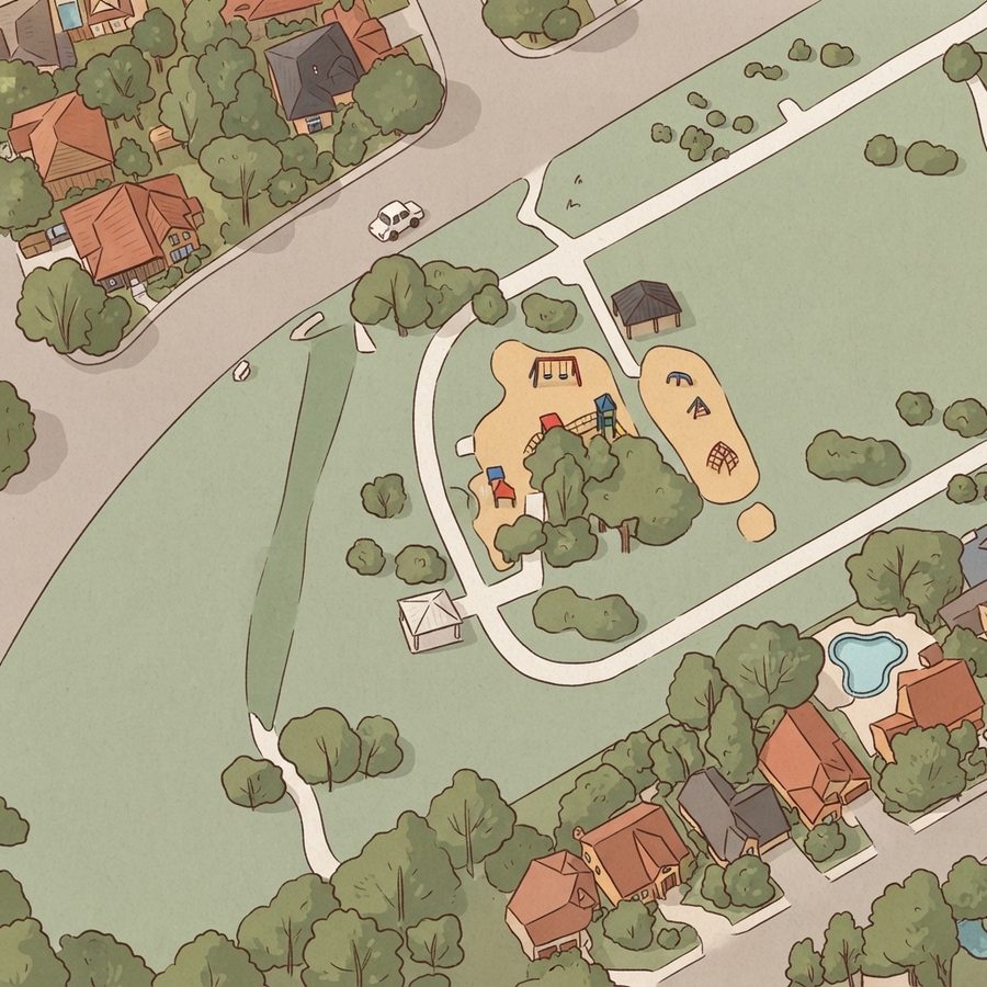 Illustrated map of Ashley Park playground