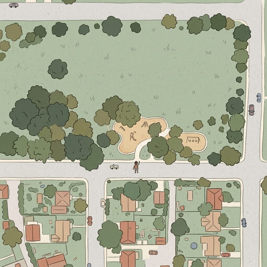 Illustrated map of Aspgren Park
