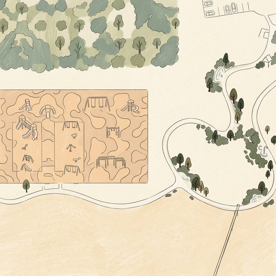 Illustrated map of Auburn Hills Community Park