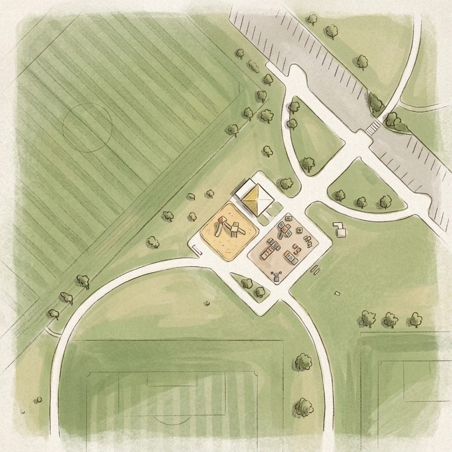 Illustrated map of Aurora Sports Park