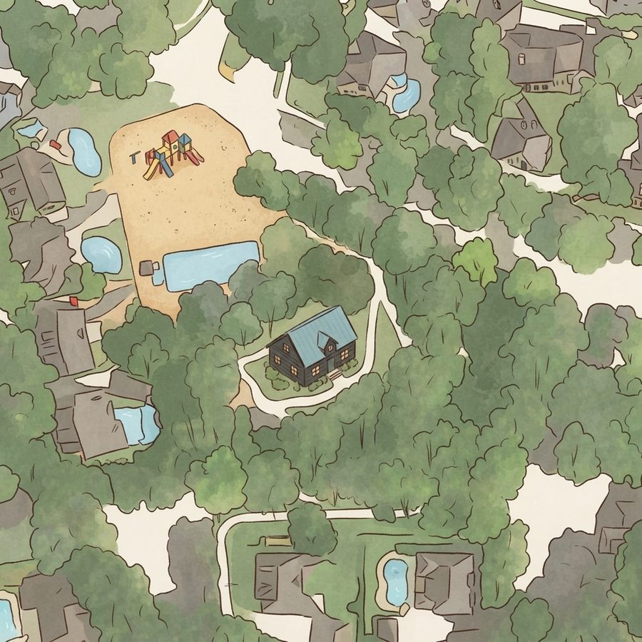 Illustrated map of Austin Meadow Park