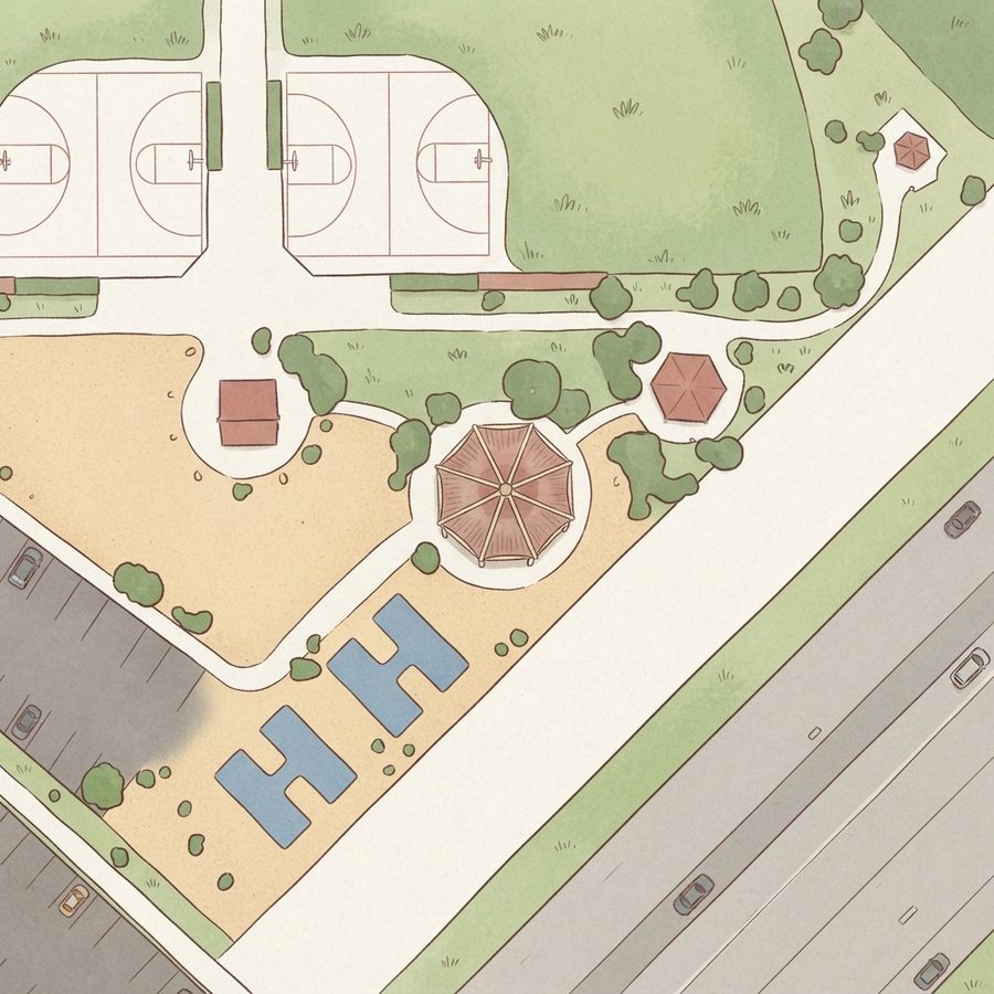 Illustrated map of Aviary Park playground