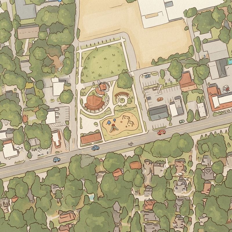 Illustrated map of Avondale Estates Town Green