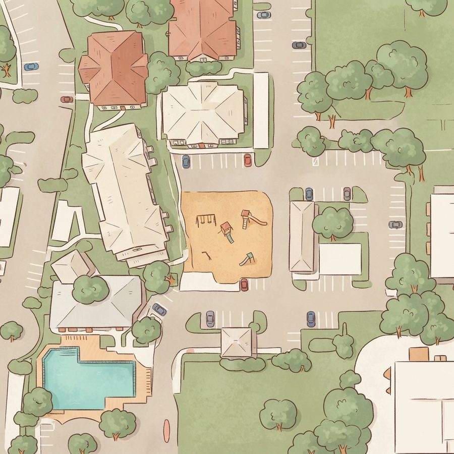 Illustrated map of Babcock Playground