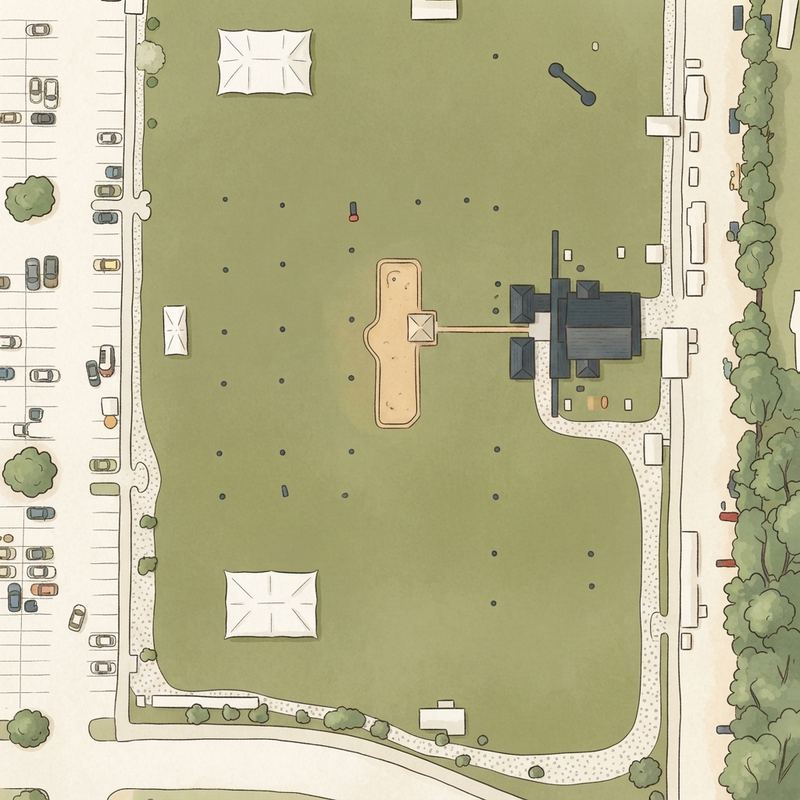 Illustrated map of Bakersfield Cricket Field