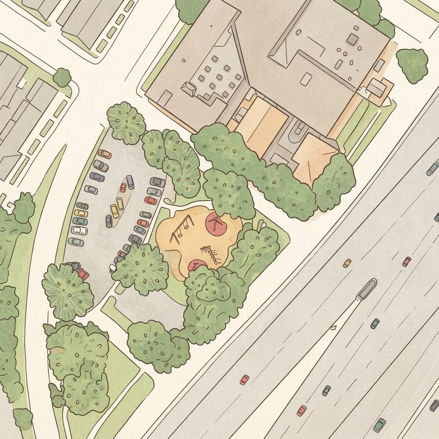 Illustrated map of Baldwin Park