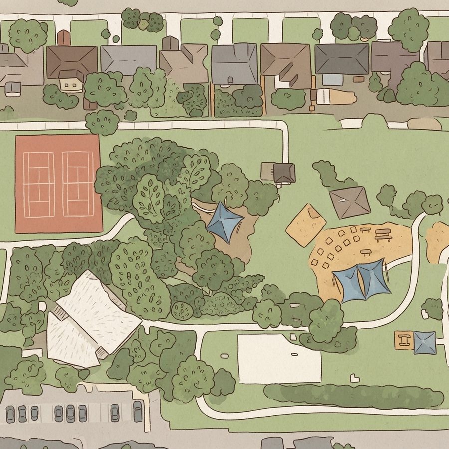 Illustrated map of Barbara Jordan Park
