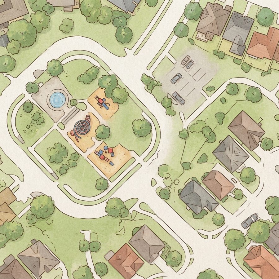 Illustrated map of Barn Park