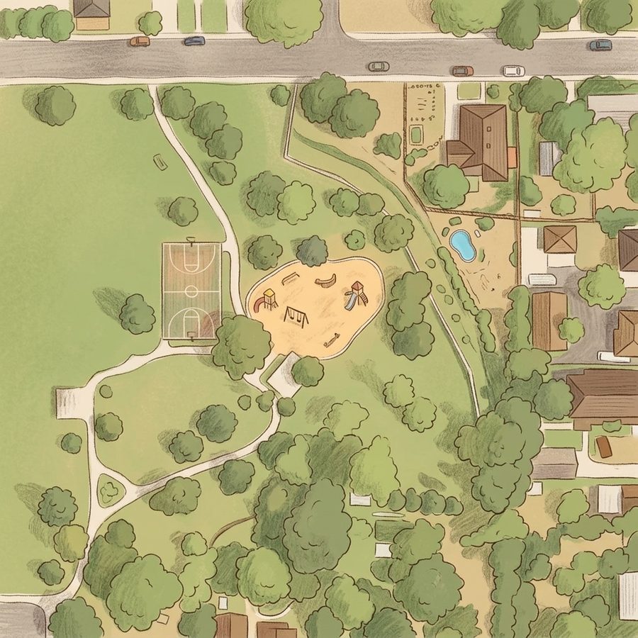 Illustrated map of Bates-Logan Park