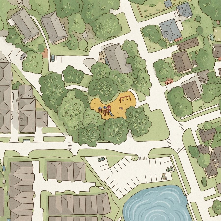 Illustrated map of Bauer Pocket Park