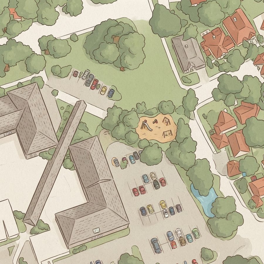 Illustrated map of Bay Glen Park & Tennis courts